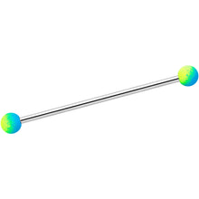 Load image into Gallery viewer, 14G Blue Green Ombre Soft Finish Industrial Barbell 38mm
