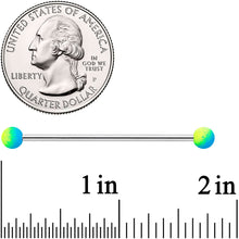 Load image into Gallery viewer, 14G Blue Green Ombre Soft Finish Industrial Barbell 38mm
