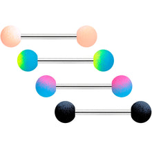 Load image into Gallery viewer, Black Peach Blue Pink Ombre Soft Finish Barbell Tongue Ring Set of 4
