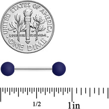 Load image into Gallery viewer, 14G 9/16 Navy Blue Soft Finish Barbell Nipple Ring Set
