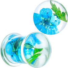Load image into Gallery viewer, Clear Acrylic Color Pressed Flowers Double Flare Plug Set
