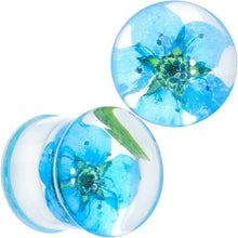 Load image into Gallery viewer, Clear Acrylic Color Pressed Flowers Double Flare Plug Set
