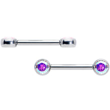 Load image into Gallery viewer, 14G 1/2 Aurora CZ Gem G23 Titanium Threadless Nipple Ring Set
