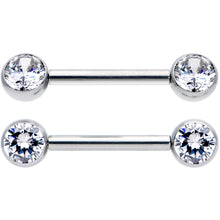 Load image into Gallery viewer, 14G 1/2 Clear CZ Gem G23 Titanium Threadless Nipple Ring Set
