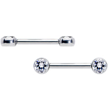 Load image into Gallery viewer, 14G 1/2 Clear CZ Gem G23 Titanium Threadless Nipple Ring Set

