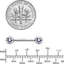 Load image into Gallery viewer, 14G 1/2 Clear CZ Gem G23 Titanium Threadless Nipple Ring Set
