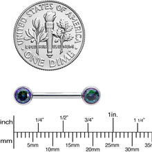 Load image into Gallery viewer, 14G 1/2 Vitrail CZ Gem G23 Titanium Threadless Nipple Ring Set
