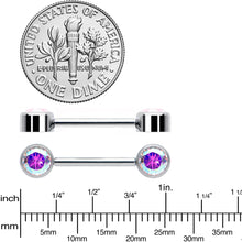 Load image into Gallery viewer, 14G 9/16 Aurora CZ Gem G23 Titanium Threadless Nipple Ring Set
