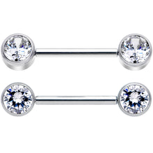Load image into Gallery viewer, 14G 9/16 Clear CZ Gem G23 Titanium Threadless Nipple Ring Set
