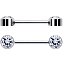 Load image into Gallery viewer, 14G 9/16 Clear CZ Gem G23 Titanium Threadless Nipple Ring Set
