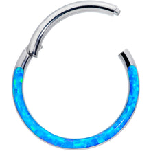 Load image into Gallery viewer, 16G 3/8 Blue Synthetic Opal Implant Grade Titanium Segment Ring
