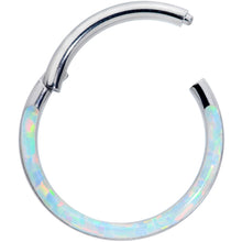 Load image into Gallery viewer, 16G 3/8 White Synthetic Opal Implant Grade Titanium Segment Ring
