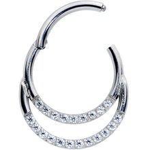 Load image into Gallery viewer, 16G 3/8 Clear CZ Gem G23 Titanium Double Row Cartilage Clicker
