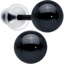 Load image into Gallery viewer, 6mm Black Ceramic Ball Stud Earrings 18G
