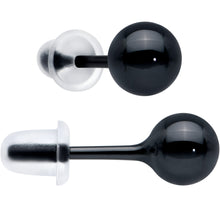 Load image into Gallery viewer, 6mm Black Ceramic Ball Stud Earrings 18G
