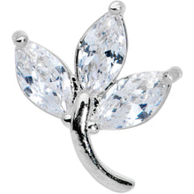 Load image into Gallery viewer, 16G 1/4 Clear CZ Gem Leaves Internally Threaded Labret Tragus
