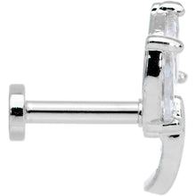 Load image into Gallery viewer, 16G 1/4 Clear CZ Gem Leaves Internally Threaded Labret Tragus
