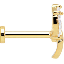 Load image into Gallery viewer, 16G 5/16 Clear CZ Gem Gold Tone Leaves Internally Threaded Labret
