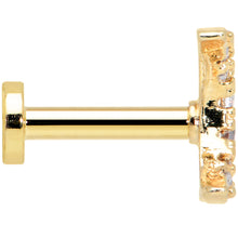 Load image into Gallery viewer, 16G 1/4 Clear CZ Gem Gold Tone Moon Internal Thread Labret Tragus
