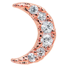 Load image into Gallery viewer, 16G 1/4 Clear CZ Gem Rose Gold Tone Moon Internal Thread Labret
