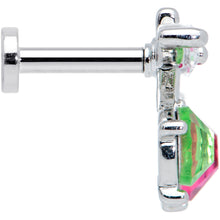 Load image into Gallery viewer, 16G 1/4 Red Green CZ Gem Internal Thread Cherries Labret Tragus
