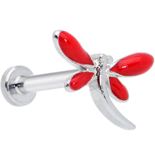 Load image into Gallery viewer, 16G 5/16 Dragonfly Red Wings Internally Threaded Labret Tragus
