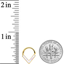 Load image into Gallery viewer, 16G 5/16 White Faux Opal Gold Hue Chevron Cartilage Closure Ring
