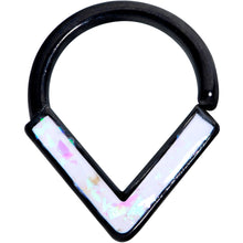 Load image into Gallery viewer, 16G 5/16 White Faux Opal Black Chevron Cartilage Closure Ring
