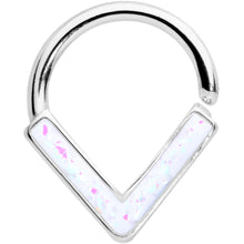 Load image into Gallery viewer, 16G 5/16 White Faux Opal Chevron Cartilage Closure Ring
