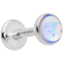 Load image into Gallery viewer, 16G 1/4 White Faux Opal Internally Threaded Labret Monroe Tragus
