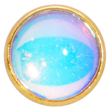 Load image into Gallery viewer, 16G 1/4 White Faux Opal Gold Tone Internal Thread Labret Tragus
