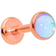 Load image into Gallery viewer, 16G 1/4 Faux Opal Rose Gold Tone Internal Thread Labret Tragus
