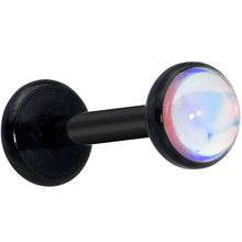 Load image into Gallery viewer, 16G 5/16 White Faux Opal Black Internally Threaded Labret Tragus
