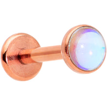 Load image into Gallery viewer, 16G 5/16 Faux Opal Rose Gold Tone Internal Thread Labret Tragus
