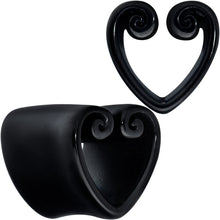 Load image into Gallery viewer, Black Curled Heart Valentines Day Tunnel Plug Set
