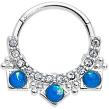 Load image into Gallery viewer, 16G 3/8 Blue Faux Opal Squares Hinged Segment Ring
