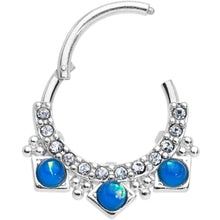 Load image into Gallery viewer, 16G 3/8 Blue Faux Opal Squares Hinged Segment Ring
