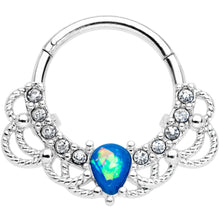 Load image into Gallery viewer, 16G 3/8 Blue Faux Opal Lace Lover Hinged Segment Ring
