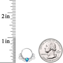 Load image into Gallery viewer, 16G 3/8 Blue Faux Opal Lace Lover Hinged Segment Ring
