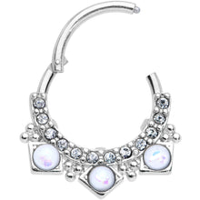 Load image into Gallery viewer, 16G 3/8 White Faux Opal Squares Hinged Segment Ring
