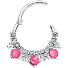 Load image into Gallery viewer, 16G 3/8 Pink Faux Opal Squares Hinged Segment Ring

