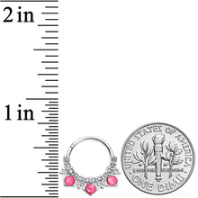 Load image into Gallery viewer, 16G 3/8 Pink Faux Opal Squares Hinged Segment Ring
