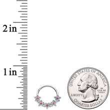 Load image into Gallery viewer, 16G 3/8 Pink Gem Foxy Floral Hinged Segment Ring
