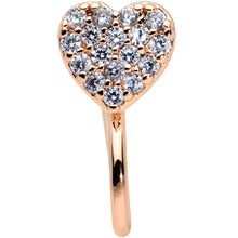 Load image into Gallery viewer, Clear CZ Gem Rose Gold Tone Paved Heart Clip On Fake Nose Ring

