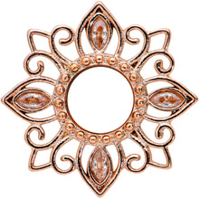 Load image into Gallery viewer, 2G Brown Gem Rose Gold Tone Floral Screw Fit Tunnel Plug Set
