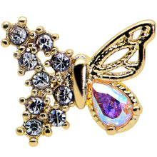 Load image into Gallery viewer, 16G 1/4 Clear Aurora Gem Super Glam Butterfly Cartilage Tragus
