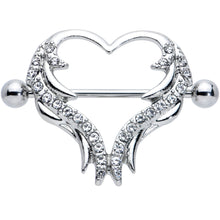 Load image into Gallery viewer, 14G 3/4 Clear Gem Rock and Roll Heart Nipple Shield Set
