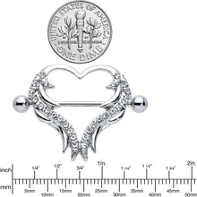 Load image into Gallery viewer, 14G 3/4 Clear Gem Rock and Roll Heart Nipple Shield Set
