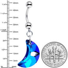Load image into Gallery viewer, Blue Gem Crescent Moon Dangle Belly Ring
