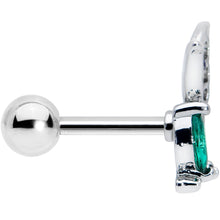 Load image into Gallery viewer, 16G 1/4 Blue Green Gem Floral Butterfly Cartilage Tragus Earring
